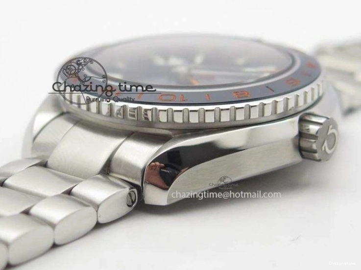 1229 Planet Ocean GMT 42mm V6F 1:1 Best Edition Blue Bezel Orange Numbers On SS Bracelet A Compact 8254